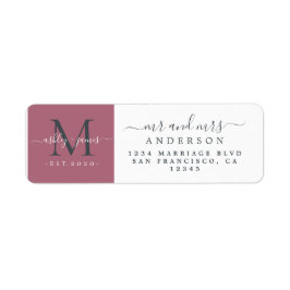 Nygift Monogram Mr Mrs Returadress Etikett