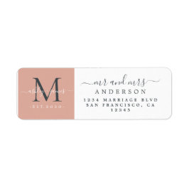 Nygift Monogram Mr Mrs Returadress Etikett