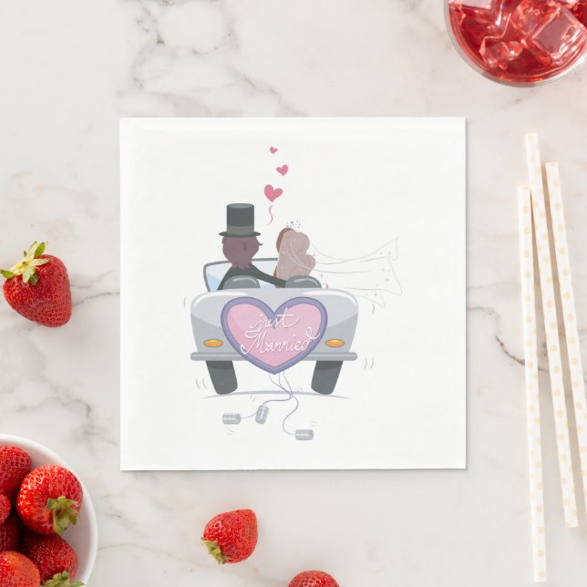 Nygift Par Kör Iväg Pappersservett (Insitu)