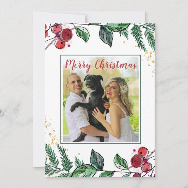 Nygift par med hund Foto Blommig jul (Framsida)