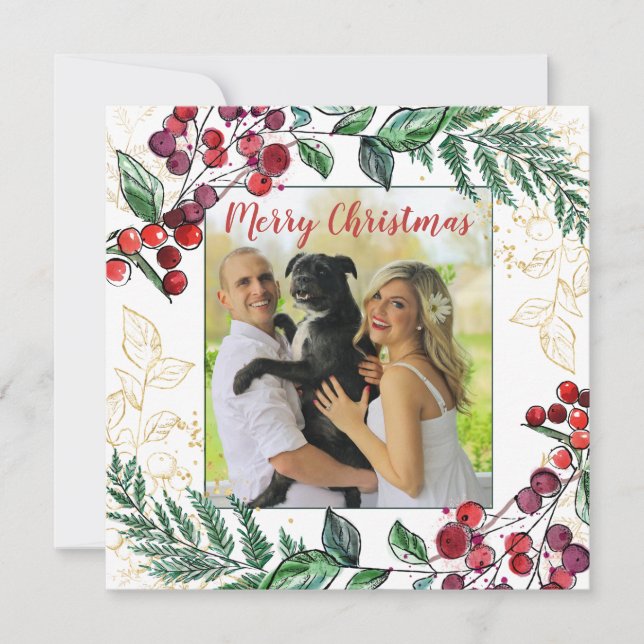 Nygift par med hund Foto Blommig jul (Framsida)