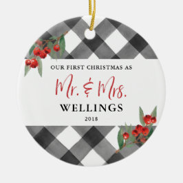 Nygift person Herr och Fru för svart- & Julgransprydnad Keramik