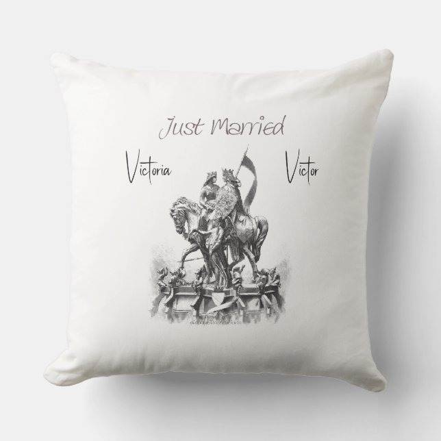 Nygift renässanspar på häst kudde (Framsida)