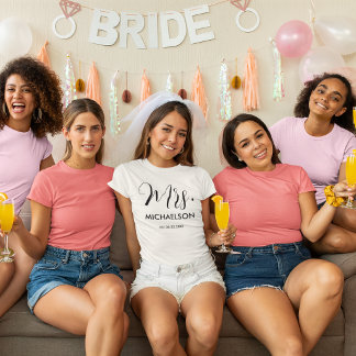 Nygift typografi manus t shirt