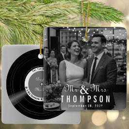 Nygift Vinylskiva Albumomslag Herr & Fru Foto Julgransprydnad Keramik