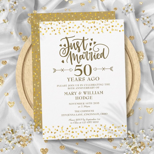 Nygifta 50-års bröllopsjubileum inbjudningar (Just Married 50th Wedding Anniversary Invitation)