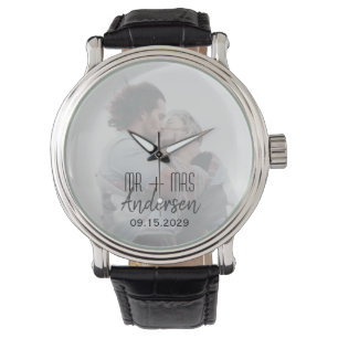 Nygifta anpassad vigselbildsur armbandsur