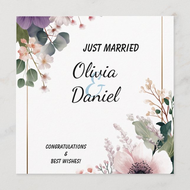 💐 Nygifta Blommig Kort 💐💍 (Framsida)