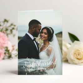 Nygifta Bröllopsfaltet Fotoinbjudan Inbjudan