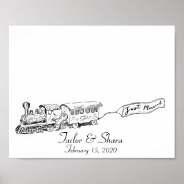 Nygifta Bröllopståg Fingeravtryck Gästbok Poster