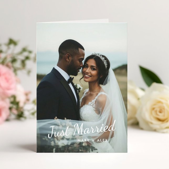 Nygifta Bröllopsvikta Fotoannonsering Inbjudan (Skapare uppladdad)