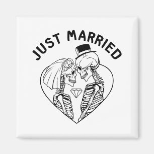 Nygifta Brud Groom Skelett Par Halloween Magnet