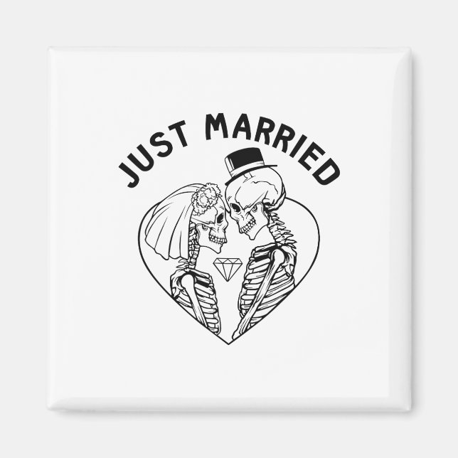 Nygifta Brud Groom Skelett Par Halloween Magnet (Framsidan)