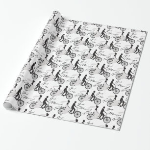 Nygifta Brud och Brudgum på Cykel Presentpapper