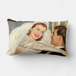 Nygifta brudpar på bröllop, lycklig brud och brudg lumbarkudde