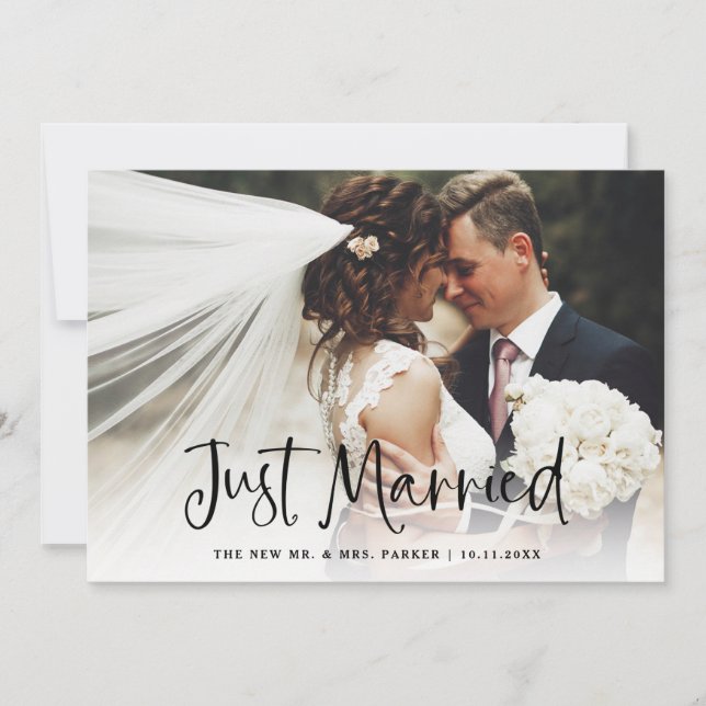 Nygifta | Casualt manus Foto Elopement Meddelande (Framsida)