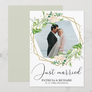 Nygifta Elegant Grönska Eloped Annonsering Inbjudningar