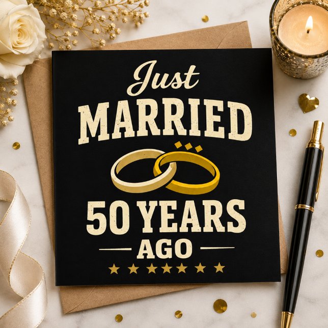 Nygifta för 50 år sedan Firande gyllene kort (Just Married 50 Years Ago – Golden Anniversary)