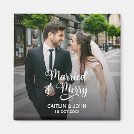 Nygifta Första Julen Foto Magnet