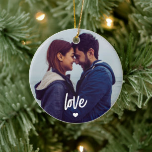Nygifta Foto och Text Mall Jul Julgransprydnad Keramik