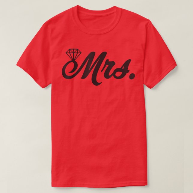 Nygifta Fru Hustru Brud Förlovning Smekmånad  T Shirt (Design framsida)