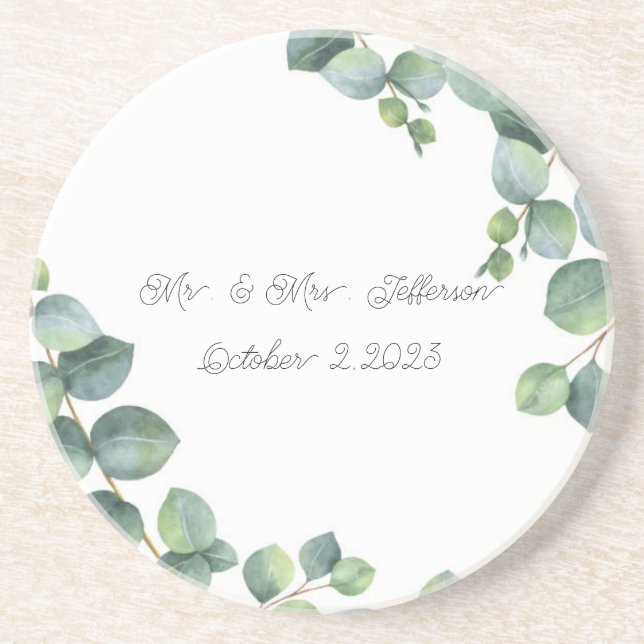 Nygifta gröna blad Sandstens Coaster Underlägg (Framsidan)