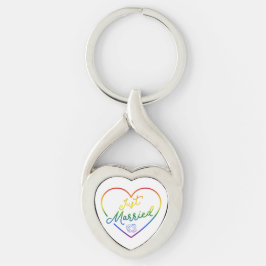 Nygifta III - HBTQ-bröllop Twisted Heart Silverfärgad Nyckelring
