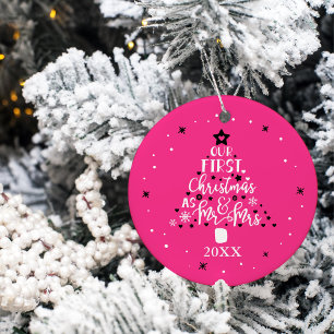 Nygifta jultider - Rosa Julgransprydnad Keramik