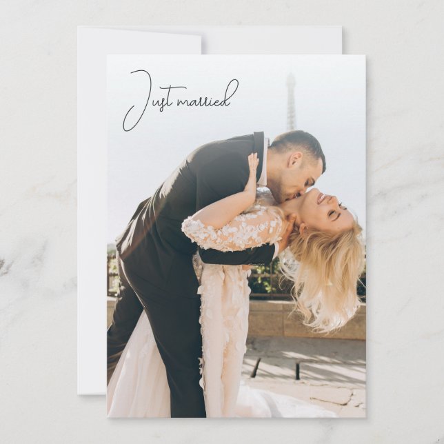 Nygifta Kalligrafi Elopement Inbjudan (Framsida)