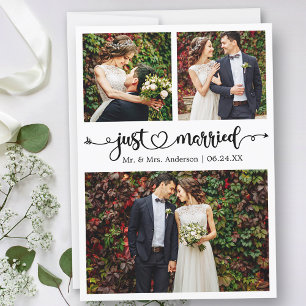 Nygifta Kalligrafi Hjärtan 3 Bilder Bröllop Meddelande