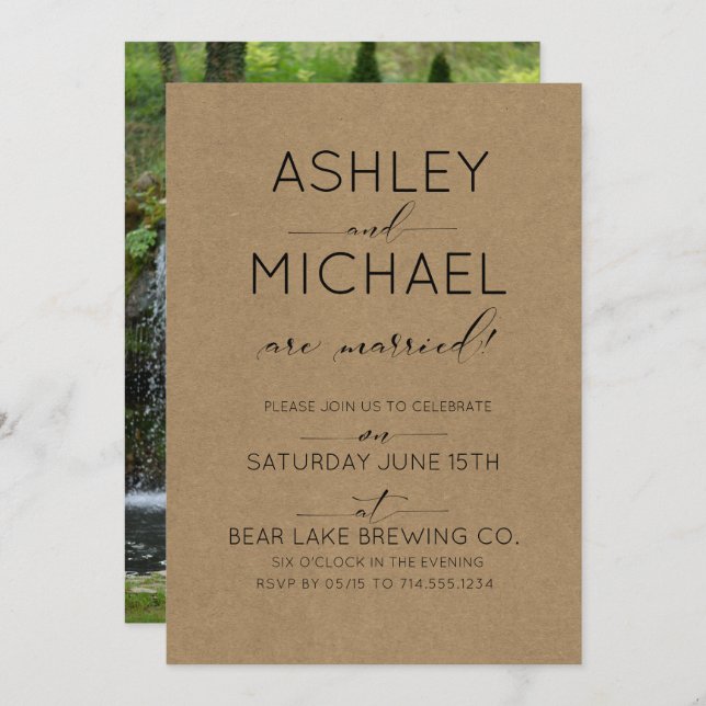 Nygifta Kraft Foto Bröllopsfest Inbjudan (Fram/baksida)