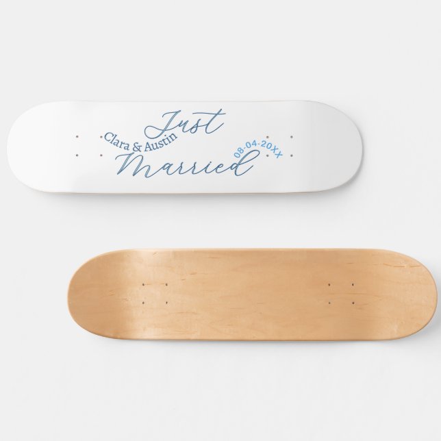 Nygifta lägg till parnamn datum år bröllopssim mini skateboard bräda 18,5 cm (Horz)