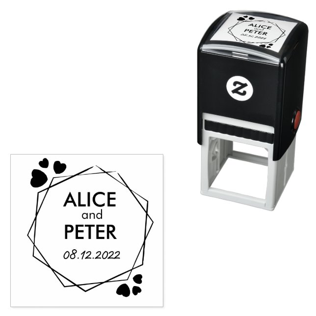 Nygifta namn, anpassningsbar brud och groom namn självfärgande stämpel (In Situ)