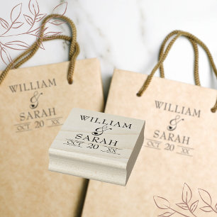 Nygifta Par Namn Enkel Elegant Typografi Stämpel
