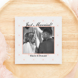 Nygifta Pastell Rosa och Kräm Geometrisk Julkort