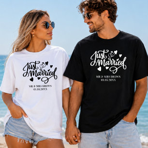 Nygifta Personliga Par Matchande Bröllop T Shirt