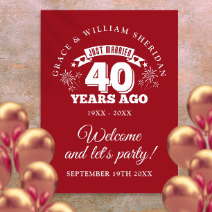Nygifta Ruby 40-årsjubileum Välkomstskylt Poster