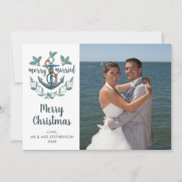 Nygifta sjöankare GLAD OCH GIFT Foto Julkort