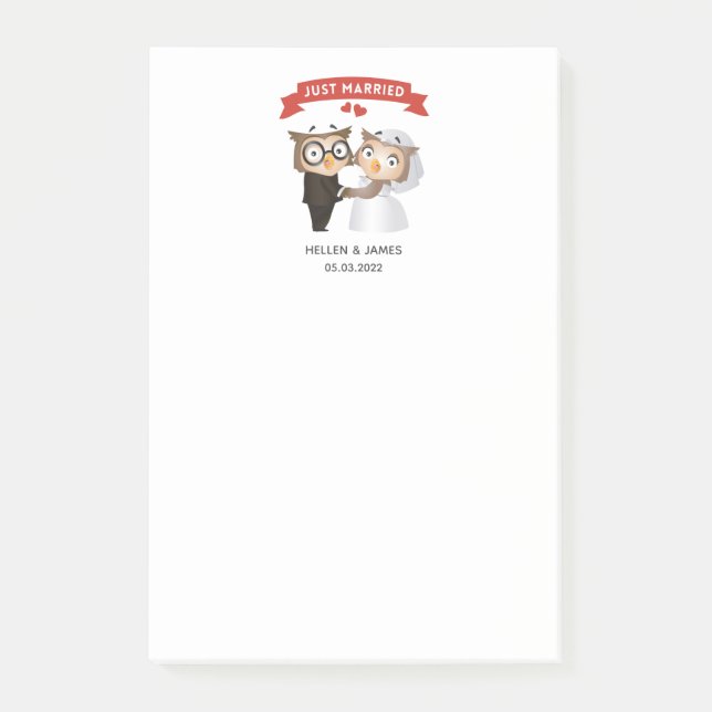 Nygifta Ugglas Bröllop  Post-it Block (Framsida)