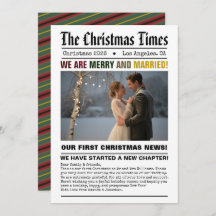 Nygifta Vårt Första Jul Tidningsstil Foto