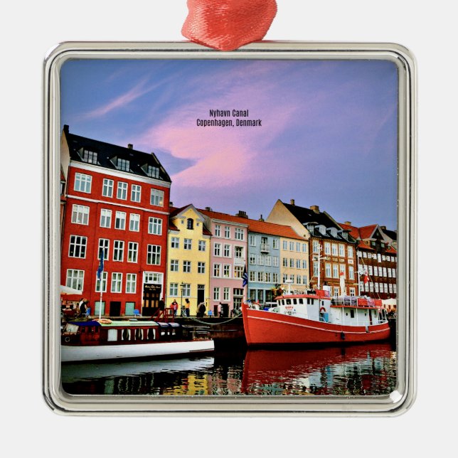 Nyhavn Canal, Köpenhamn, Danmark  Julgransprydnad Metall (Framsidan)