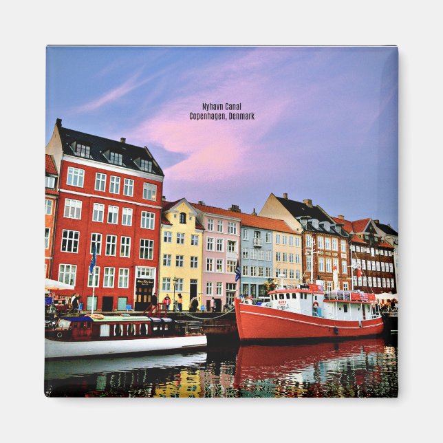 Nyhavn Canal, Köpenhamn, Danmark Magnet (Framsidan)
