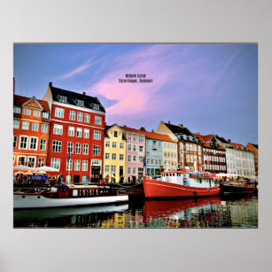 Nyhavn Canal, Köpenhamn, Danmark Poster