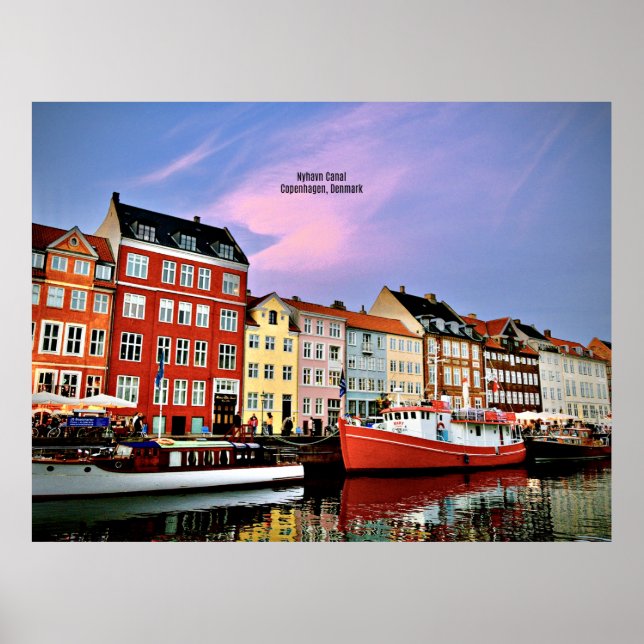 Nyhavn Canal, Köpenhamn, Danmark Poster (Framsidan)