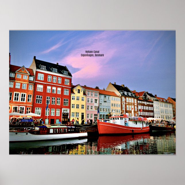 Nyhavn Canal, Köpenhamn, Danmark Poster (Framsidan)
