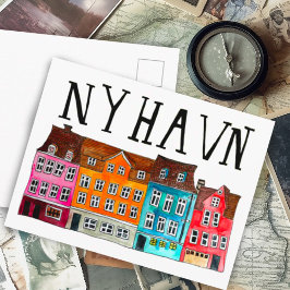 NYHAVN Copenhagen Watercolor Art Travel Vykort