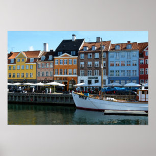 Nyhavn Harbour, Köpenhamn, Danmark Poster