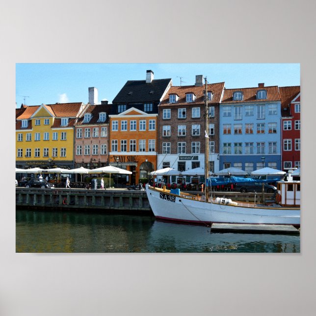 Nyhavn Harbour, Köpenhamn, Danmark Poster (Framsidan)