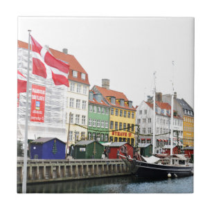 Nyhavn kanal i Köpenhamnen, Danmark Kakelplatta