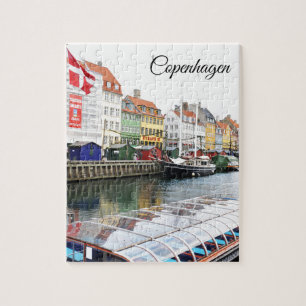 Nyhavn kanal i Köpenhamnen, Danmark Pussel
